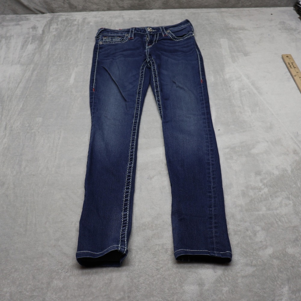 True Religion Jeans Womens 26x28 Dark Wash Denim Stretch Skinny Fade Whisker